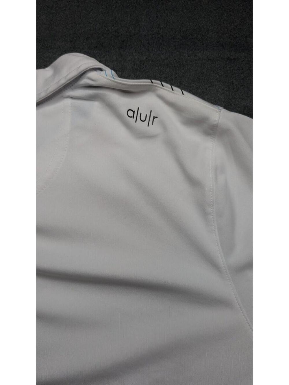 AUR Polo Shirt Womens M White Plaid Short Sleeve Golf Athletic Activewear Top - Picture 4 of 8